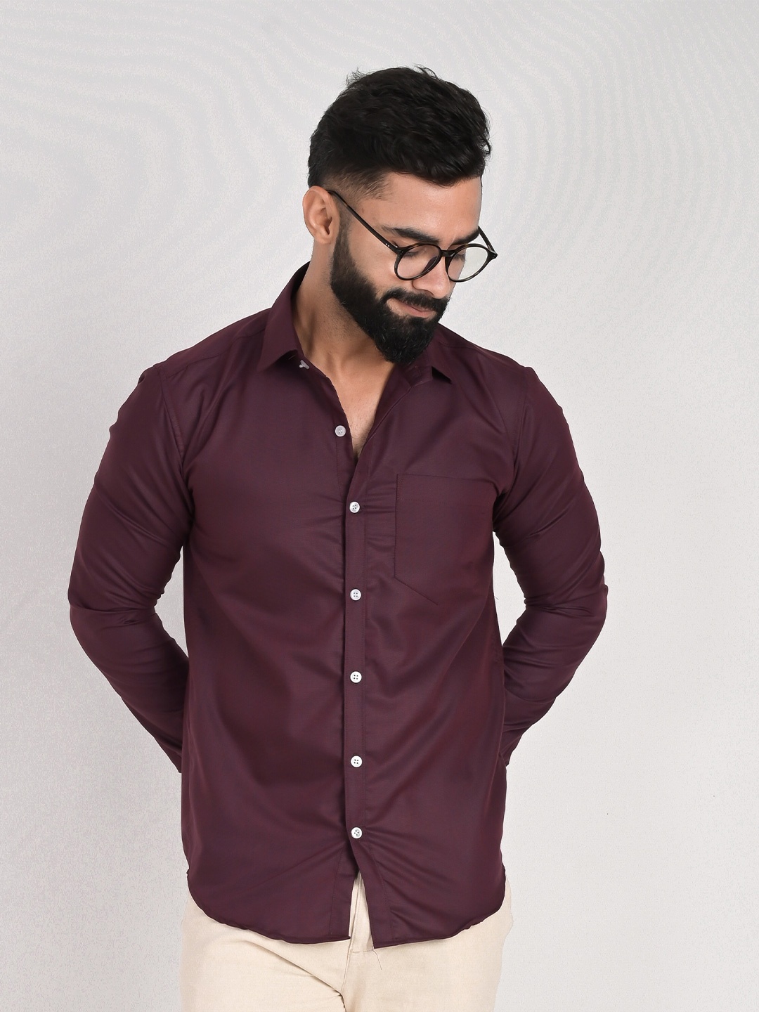 

FUBAR Slim Fit Opaque Casual Shirt, Purple