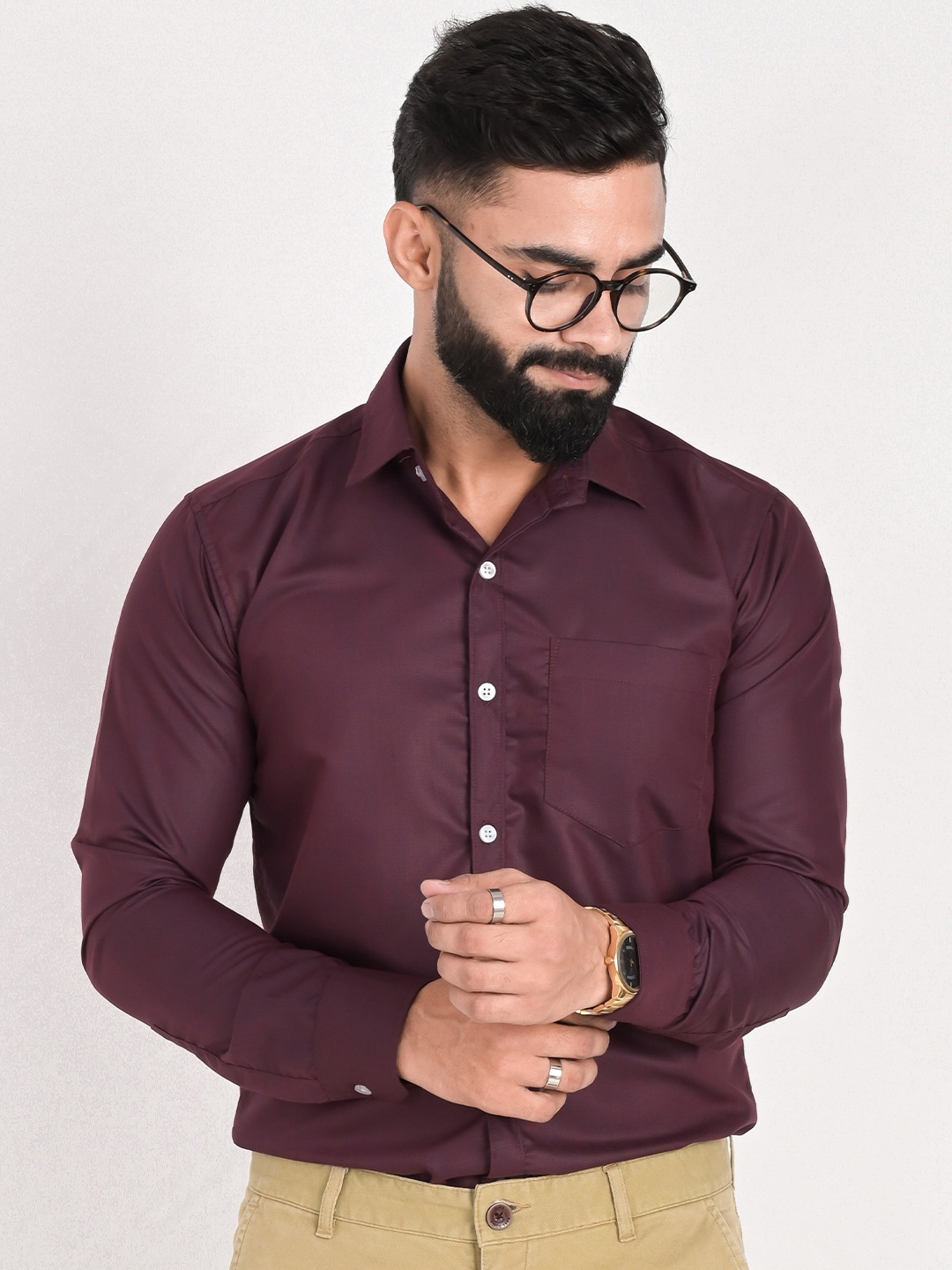 

FUBAR Spread Collar Slim Fit Formal Shirt, Purple