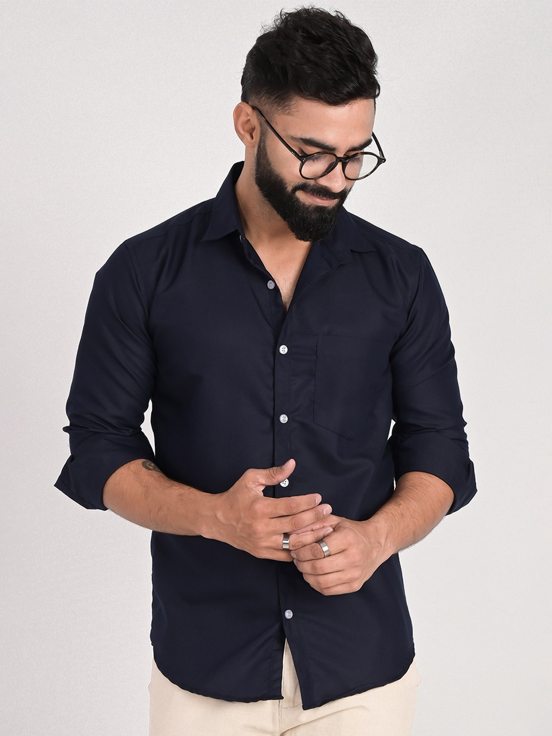 

FUBAR Cotton Slim Fit Opaque Casual Shirt, Blue