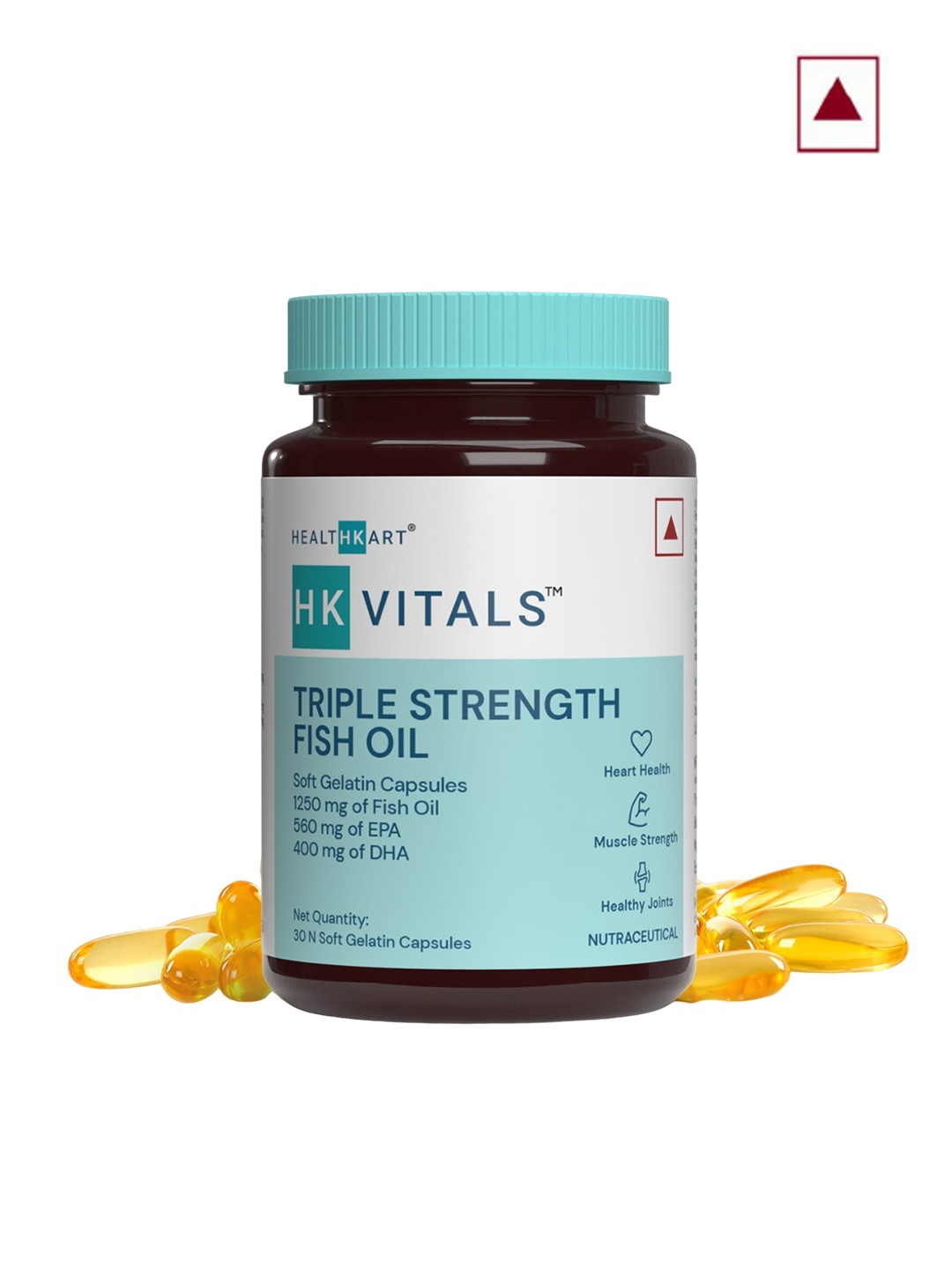

HK VITALS Triple Strength Fish Oil Supplement Soft Gelatin Capsules - 30 Capsules, Yellow