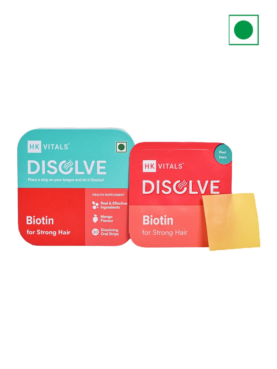 

HK VITALS Disolve Biotin Strips For Healthy Hair 30 Oral Strips - Natural Mango, Yellow