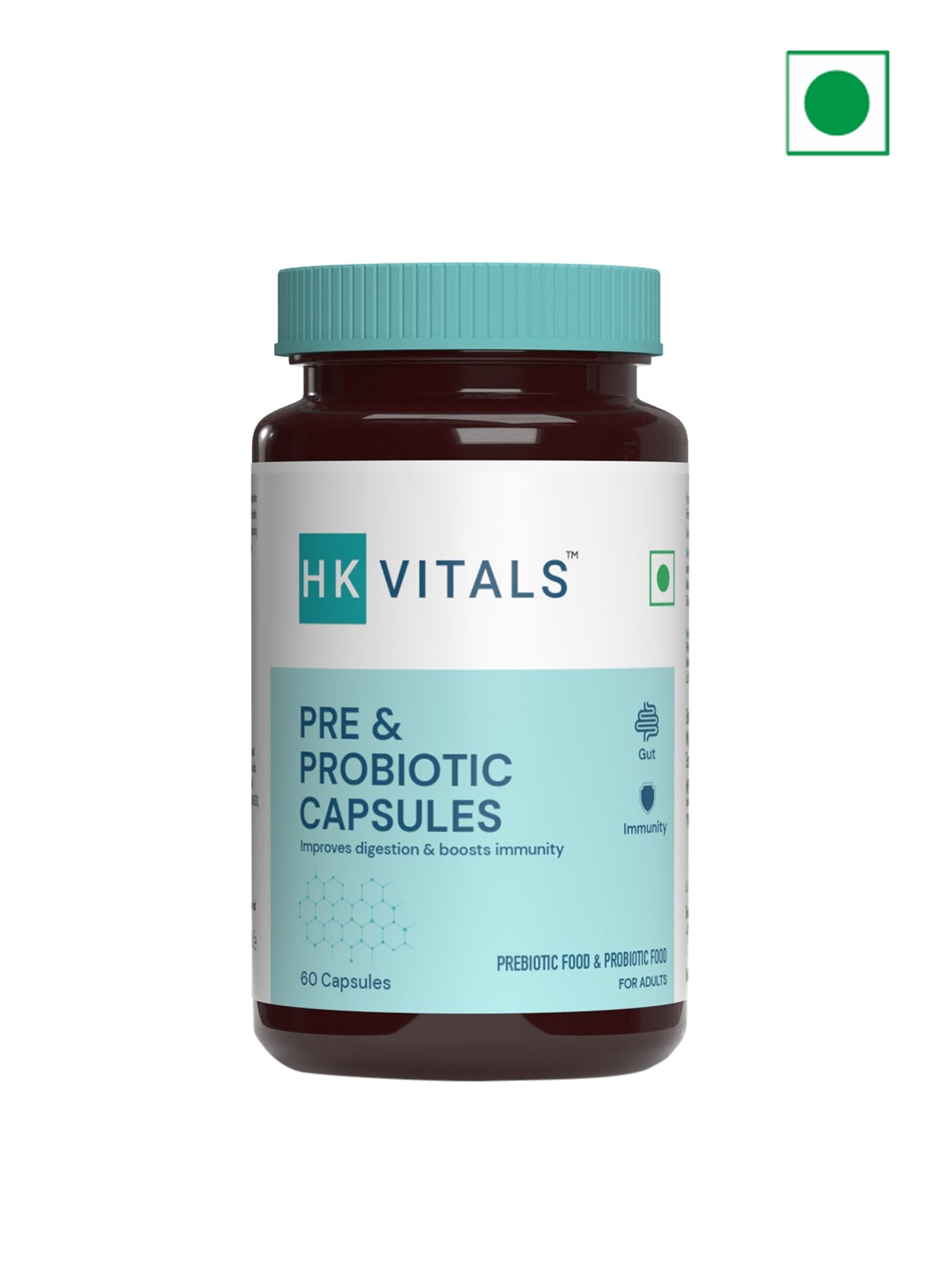 

HK VITALS Pre & Probiotic Capsules Improves Digestion & Boost Immunity - 60 Capsules, White