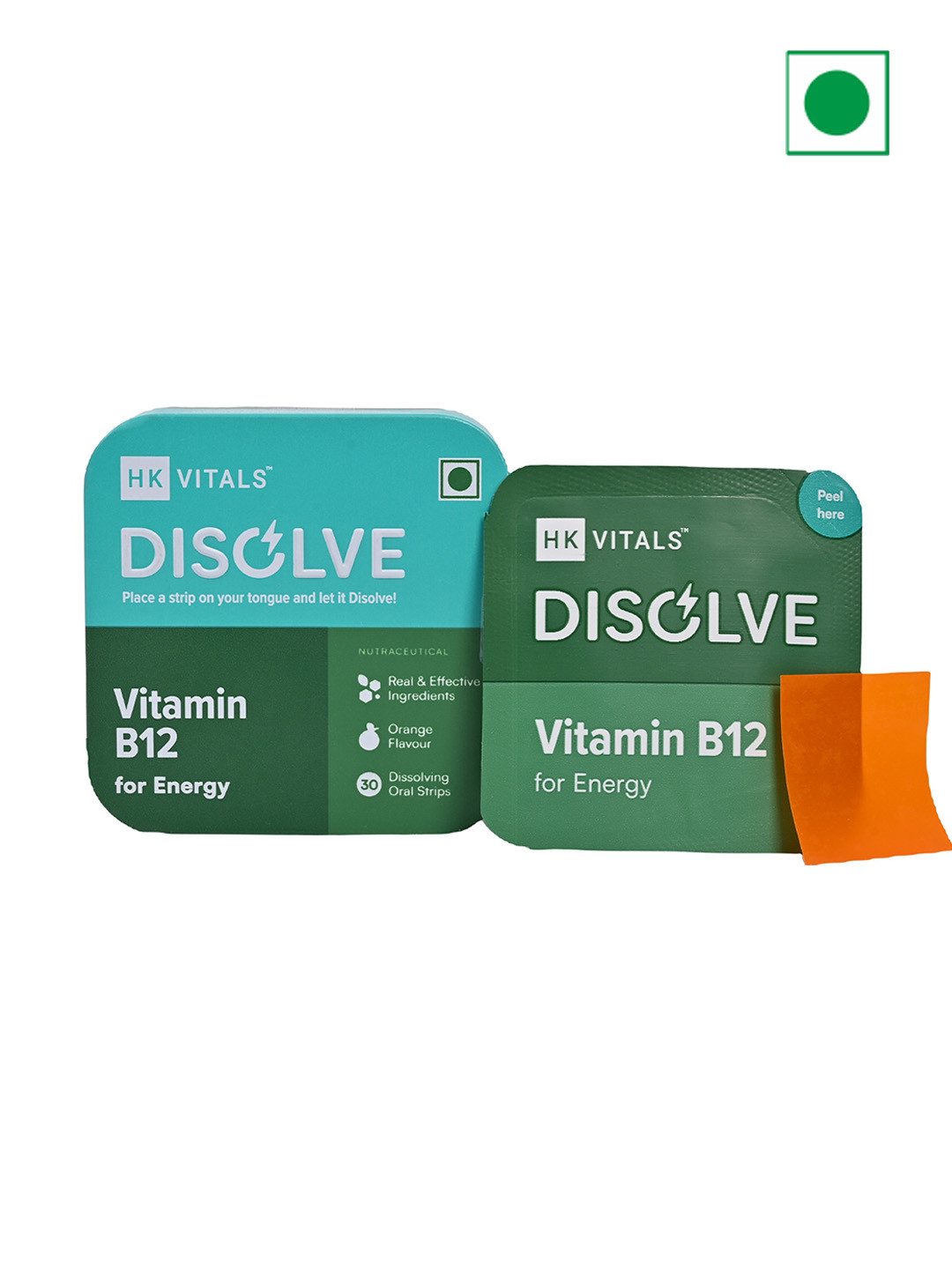 

HK VITALS Disolve Vitamin B12 Strips for Energy - Orange Flavour - 30 Strips