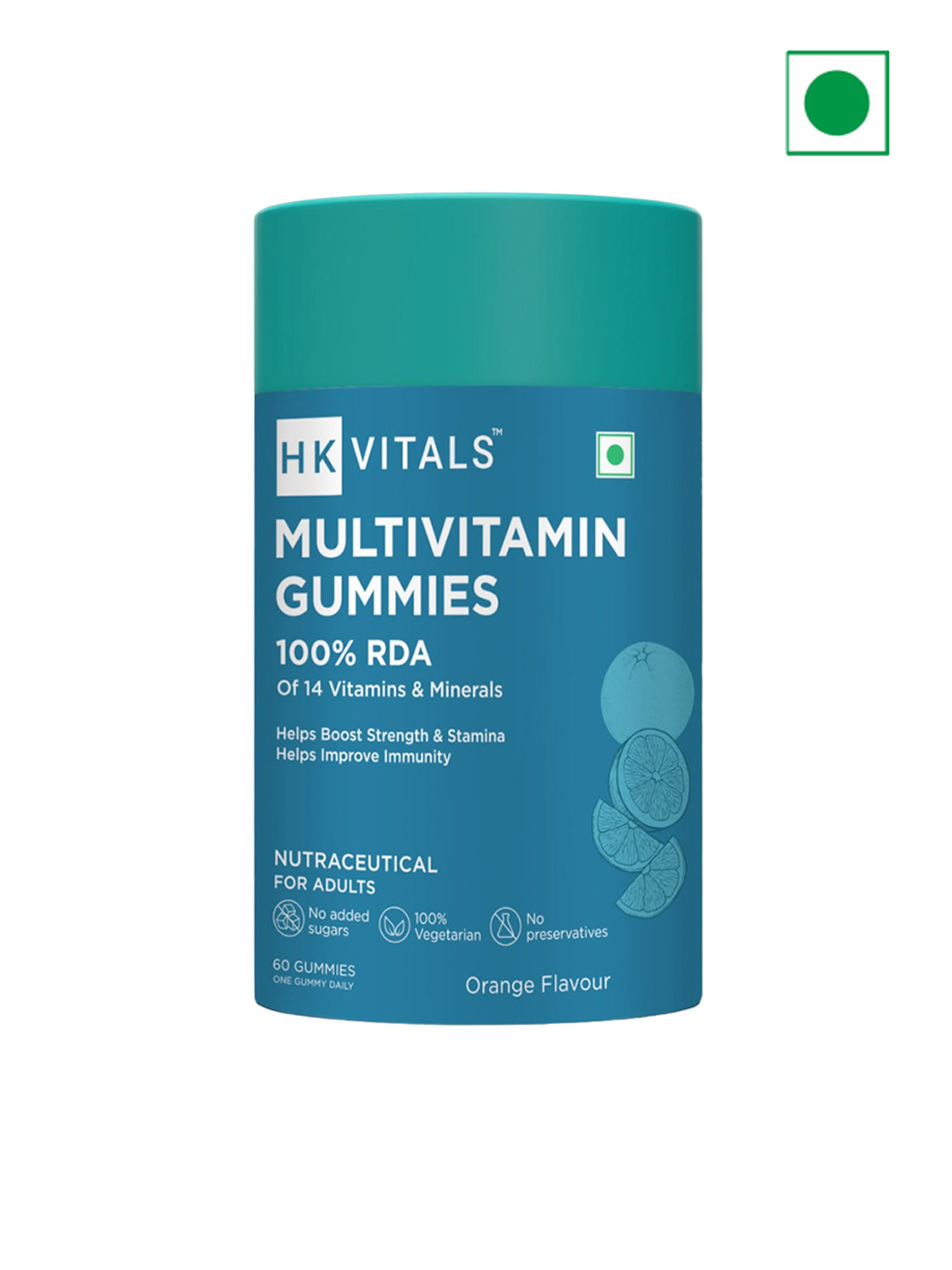

HK VITALS Orange Flavoured Multivitamin Gummies with Iron & Vitamin B12 - 60 Gummies, Blue