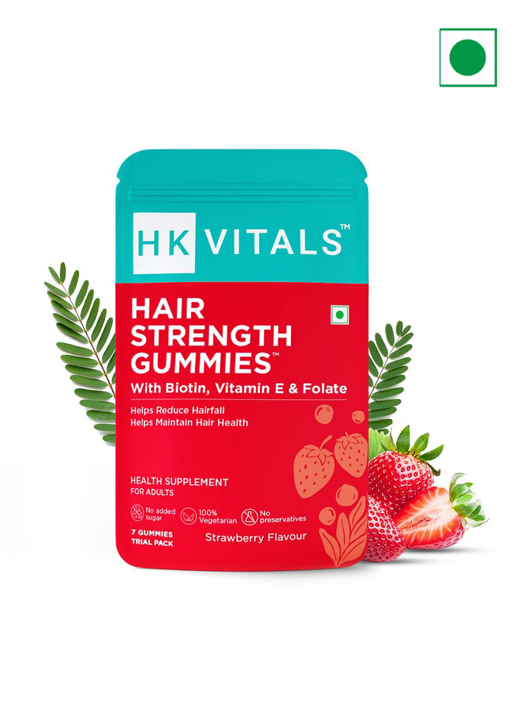 

HK VITALS 10,000 mcg Biotin Gummies With Zinc & Strawberry for Hairfall - 7 Gummies, Pink