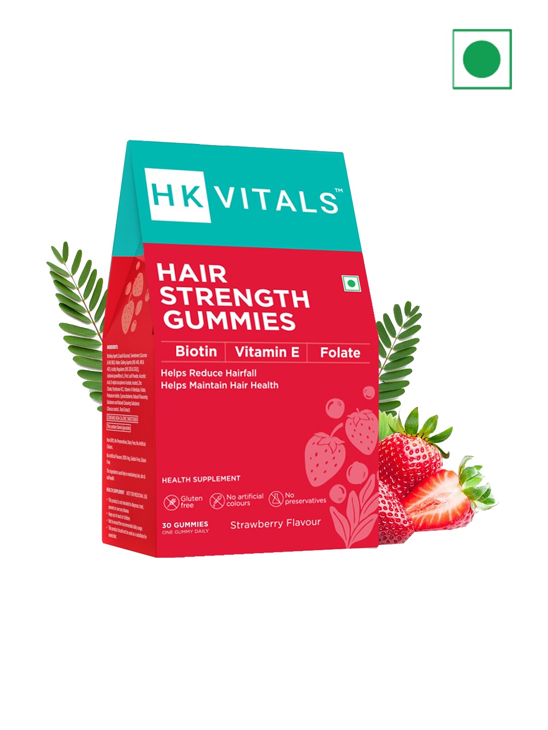 

HK VITALS Hair Strength Gummies with Biotin - 30 Gummies, Red