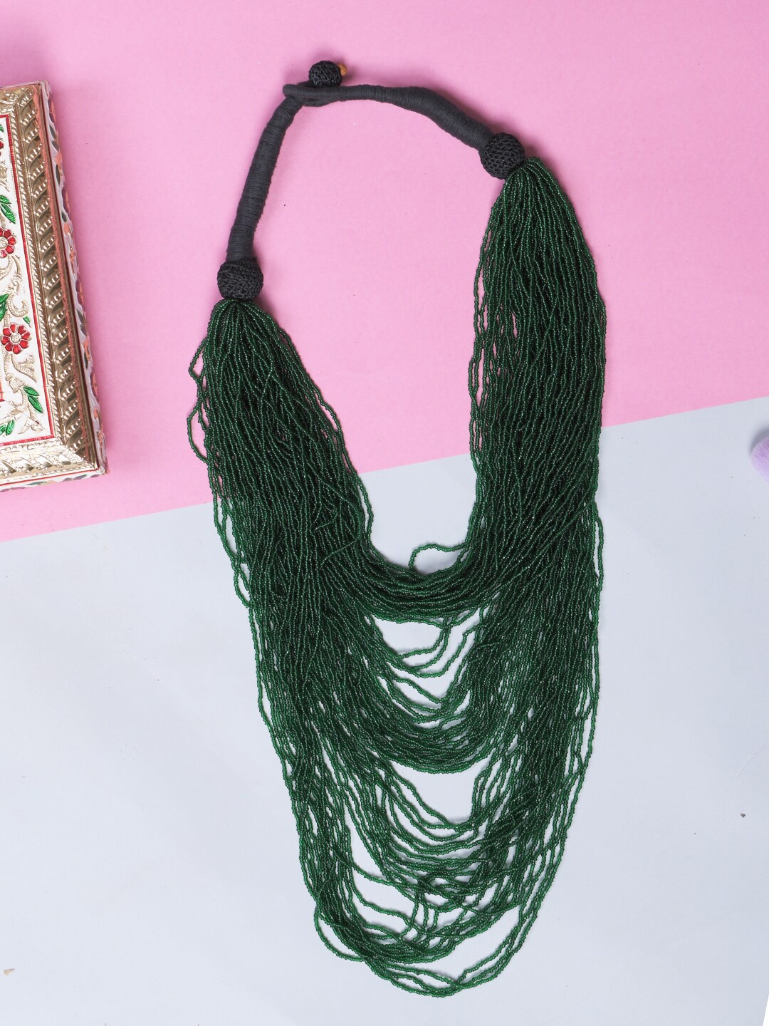 

Bamboo Tree Jewels Artificial Beads Layered Necklace, Green