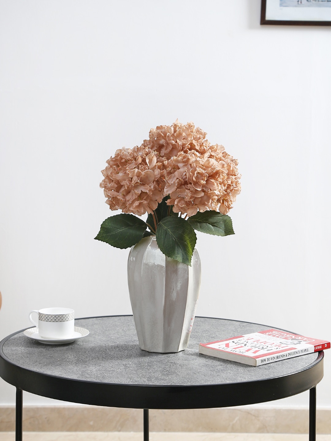 

Fourwalls Orange & Green Hydrangea Flower Plant With Pot