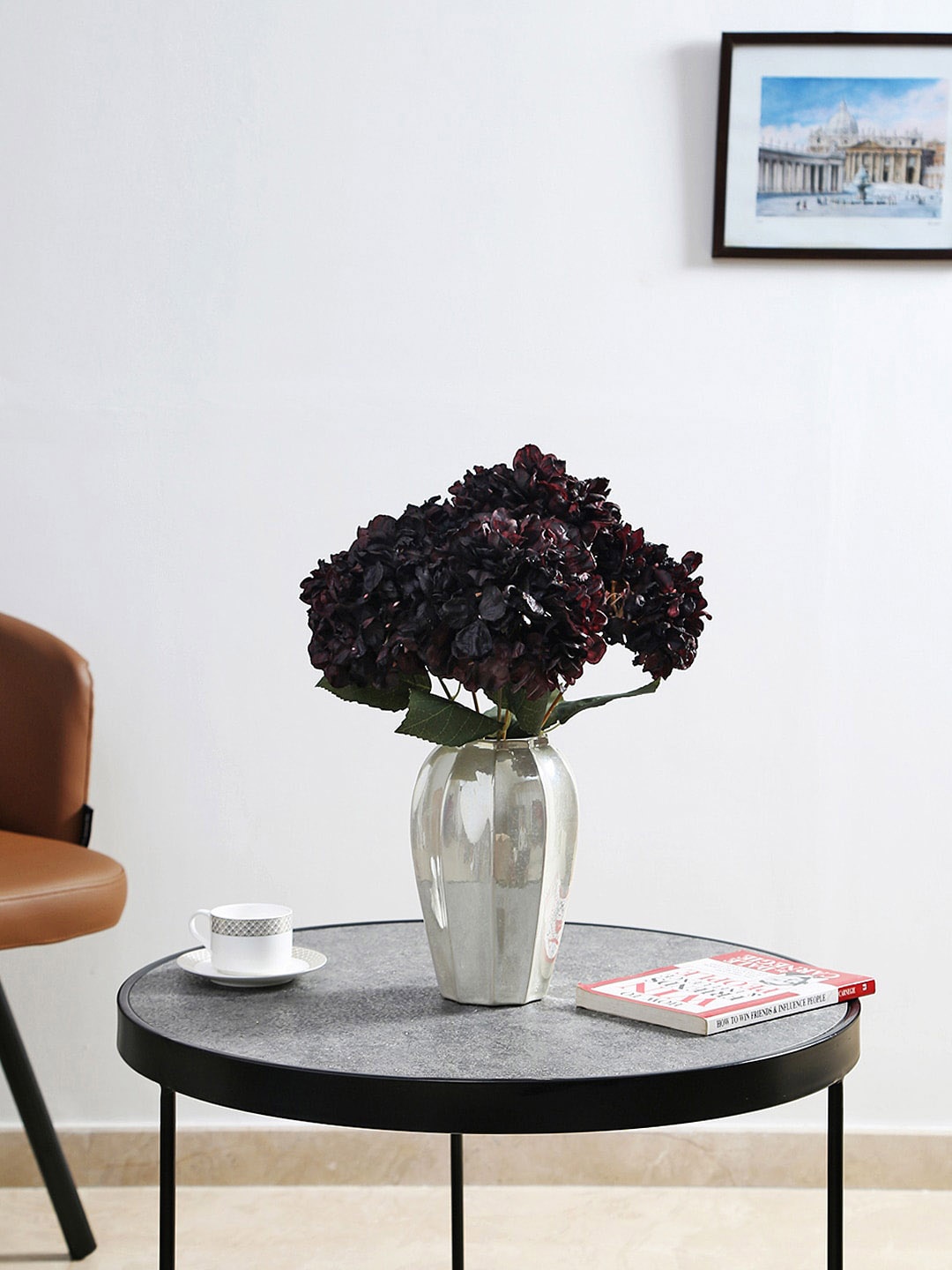 

Fourwalls Maroon Hydrangea Artificial Flower With Pot