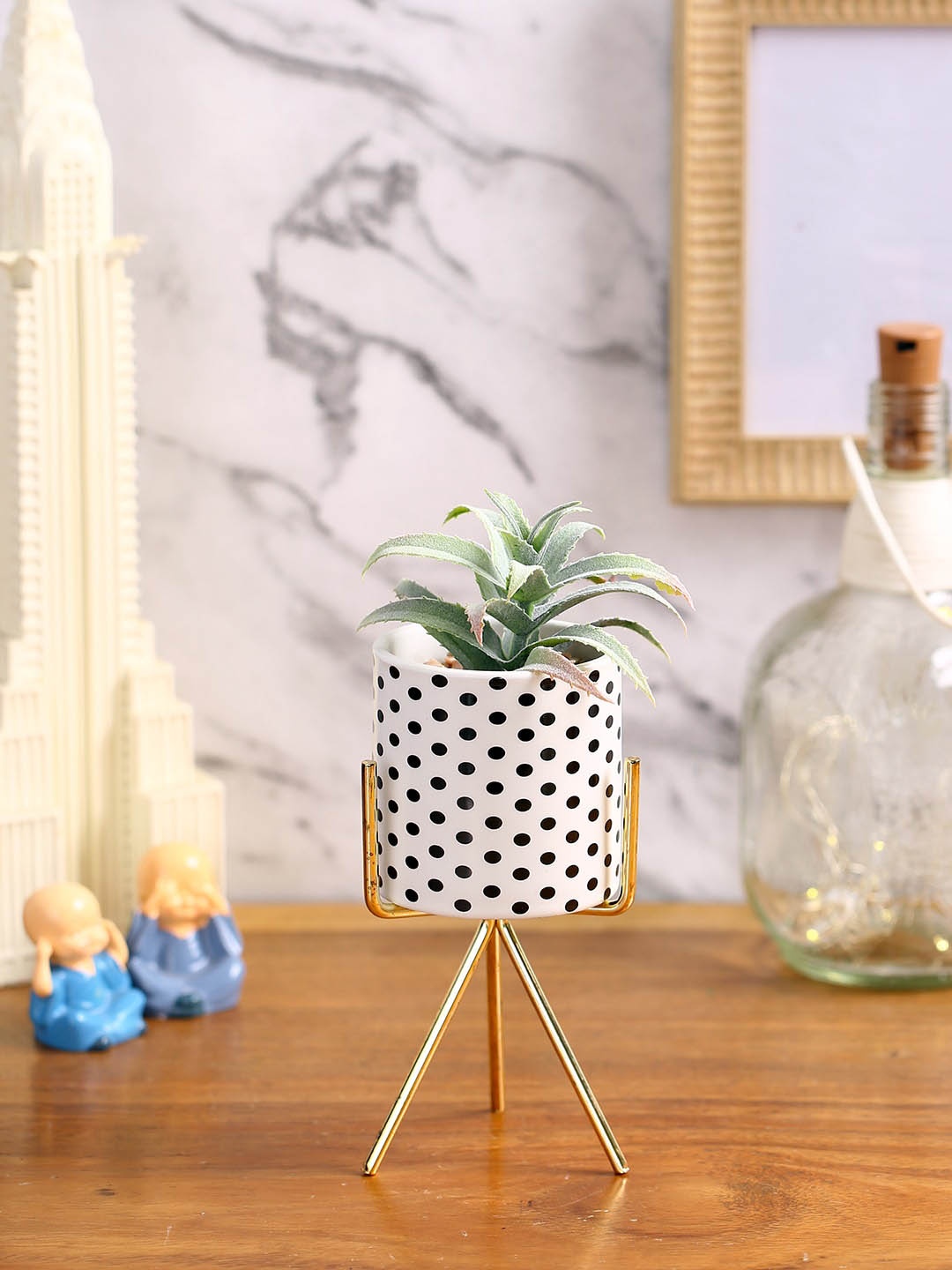 

Fourwalls Green Succulent Artificial Plant With Ceramic Pot