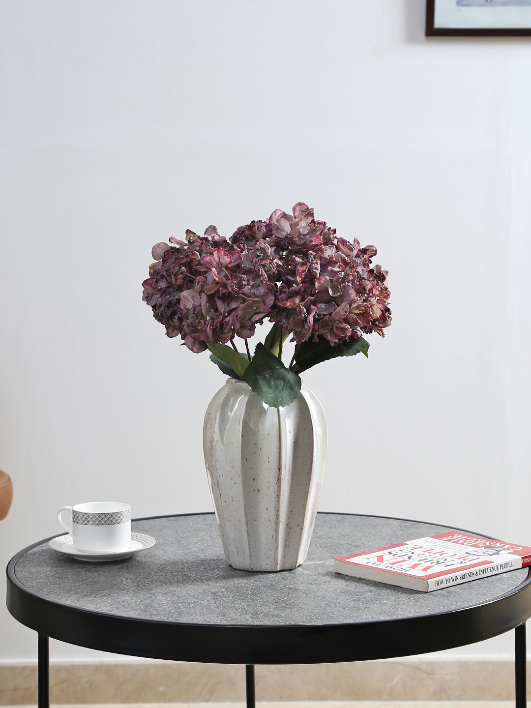 

Fourwalls Purple Artificial Hydrangea Flower Bunch with 5 Branches