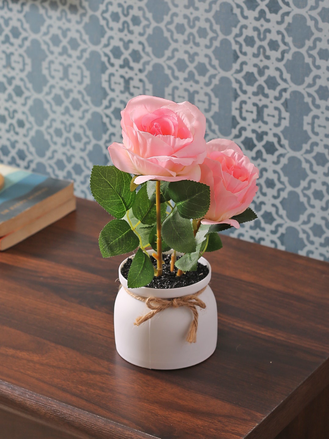 

Fourwalls Pink Rose Flower Plant With Pot