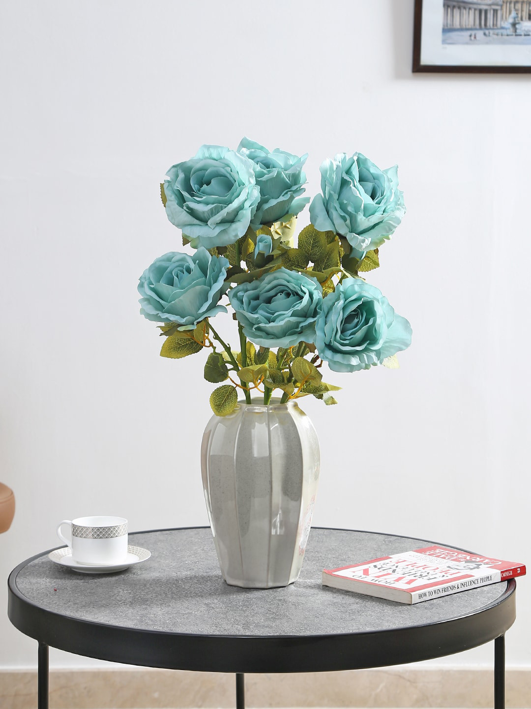 

Fourwalls Blue & Green Faux Rose Flower