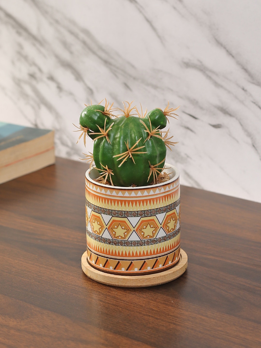 

Fourwalls Green & Beige Succulent Plant With Ceramic Pot