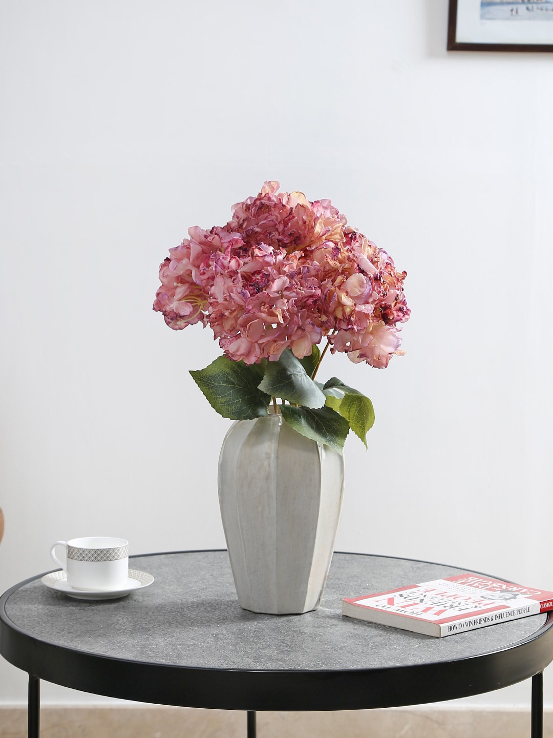 

Fourwalls Beige & Pink Hydrangea Flower Bunch with 5 Branches