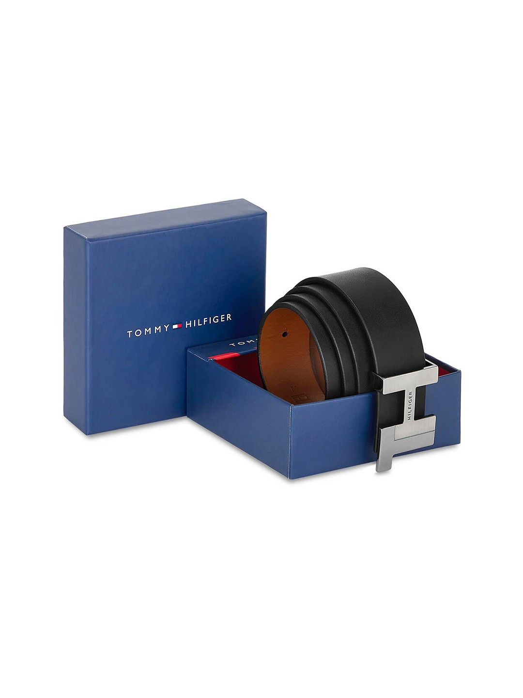 

Tommy Hilfiger Men Leather Reversible Slim Belt, Black