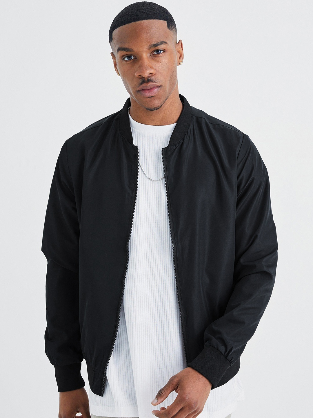 

boohooMAN Bomber Jacket, Black
