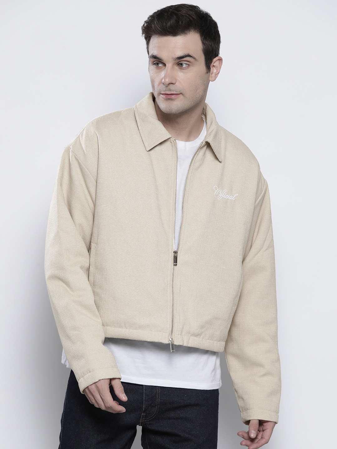 

boohooMAN Boxy Fit Padded Jacket, Beige