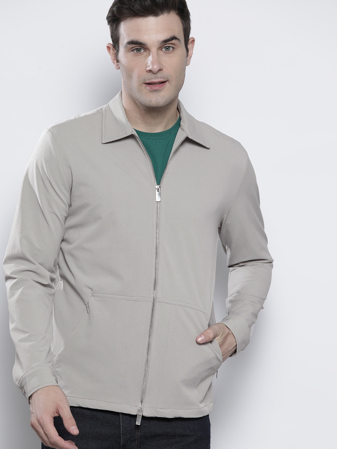 

boohooMAN Spread Collar Tailored Jacket, Grey