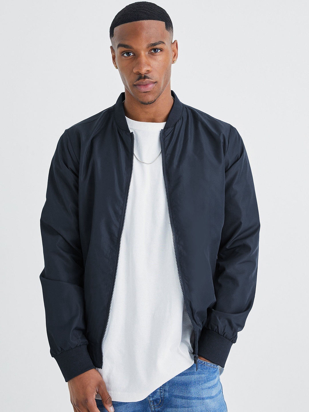 

boohooMAN Bomber Jacket, Navy blue