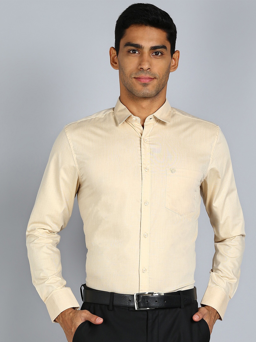 

Sam and Jack Smart Spread Collar Chambray Formal Shirt, Beige