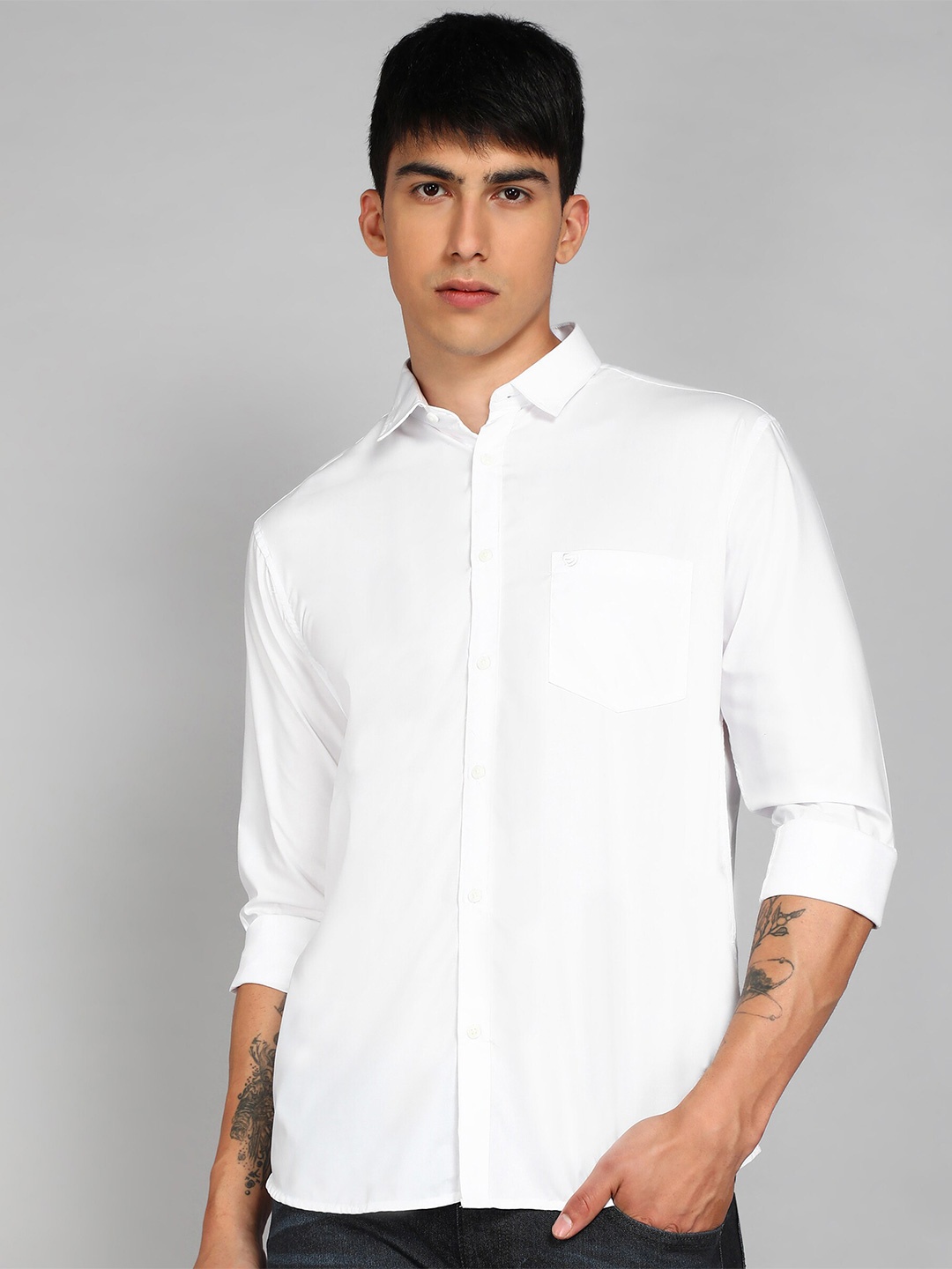 

Sam and Jack Smart Spread Collar Chambray Casual Shirt, White