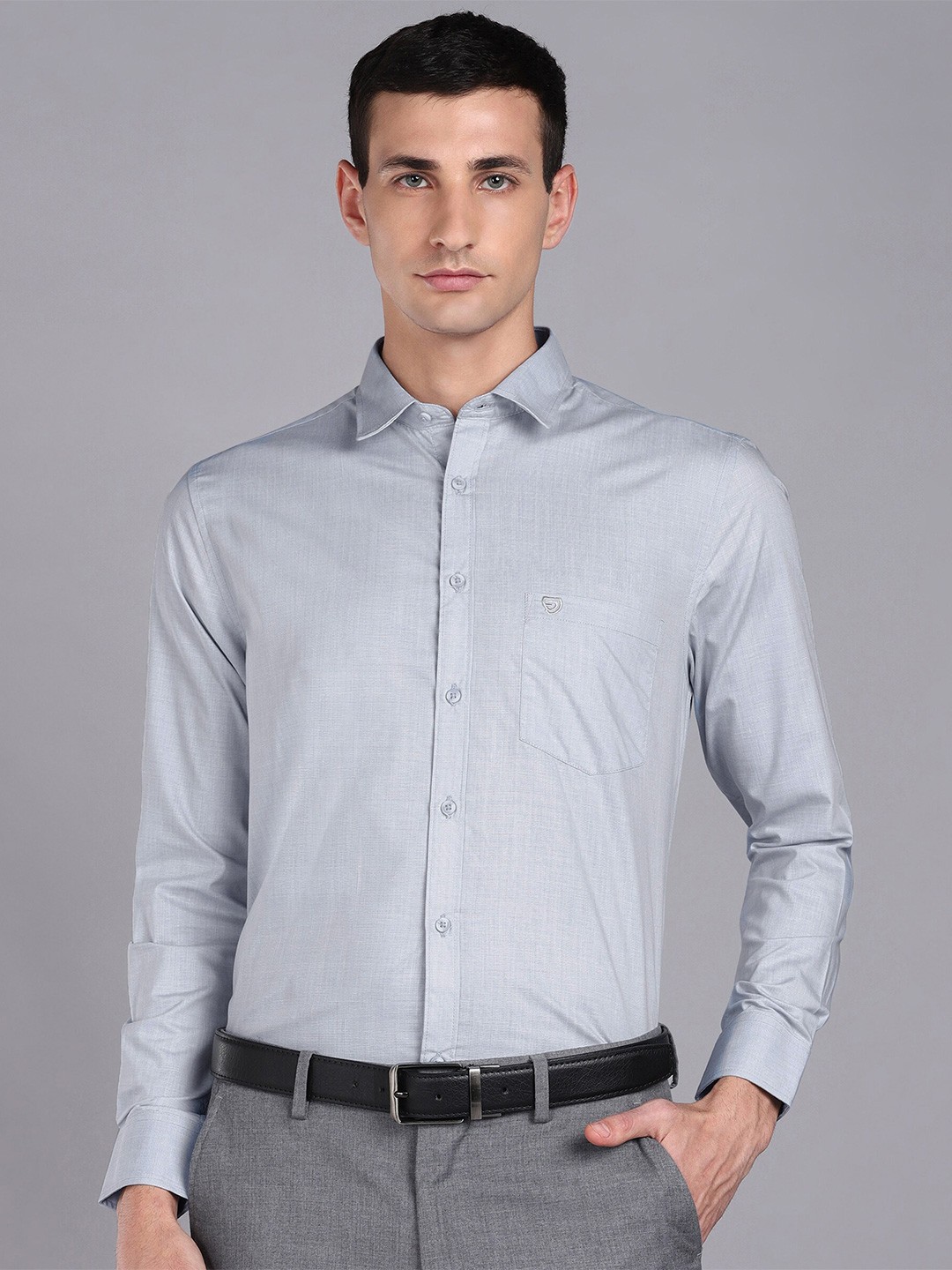 

Sam and Jack Smart Spread Collar Chambray Casual Shirt, Grey
