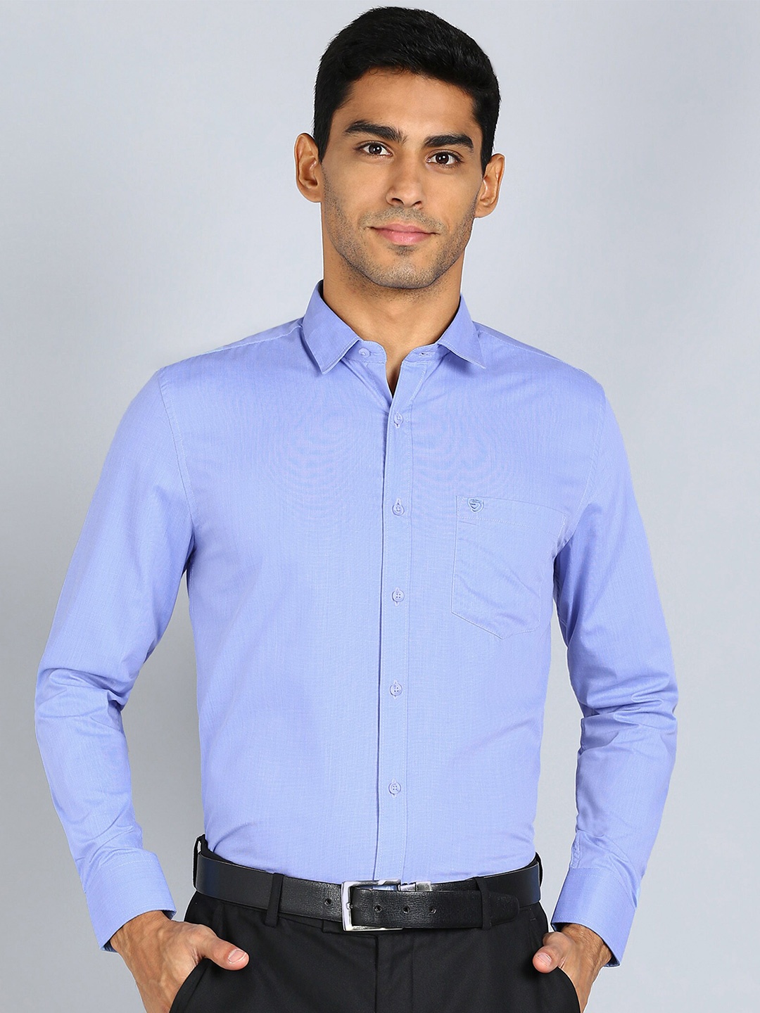 

Sam and Jack Smart Spread Collar Cotton Chambray Formal Shirt, Blue