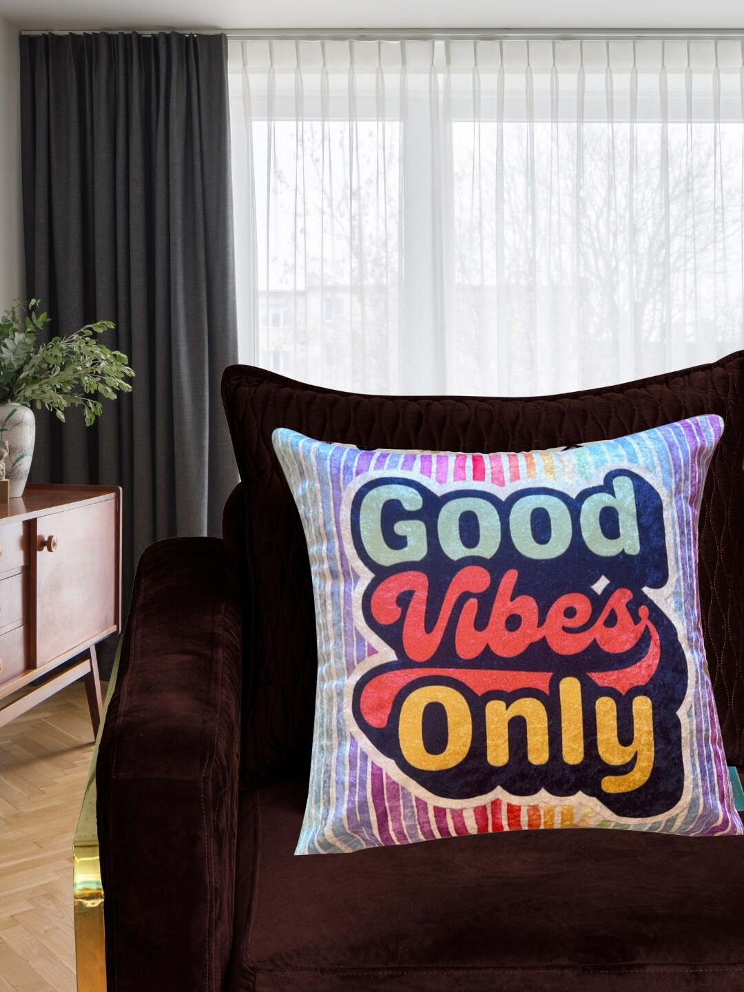 

Tasseled Home Purple & Red Geometric Square Cushion Cover