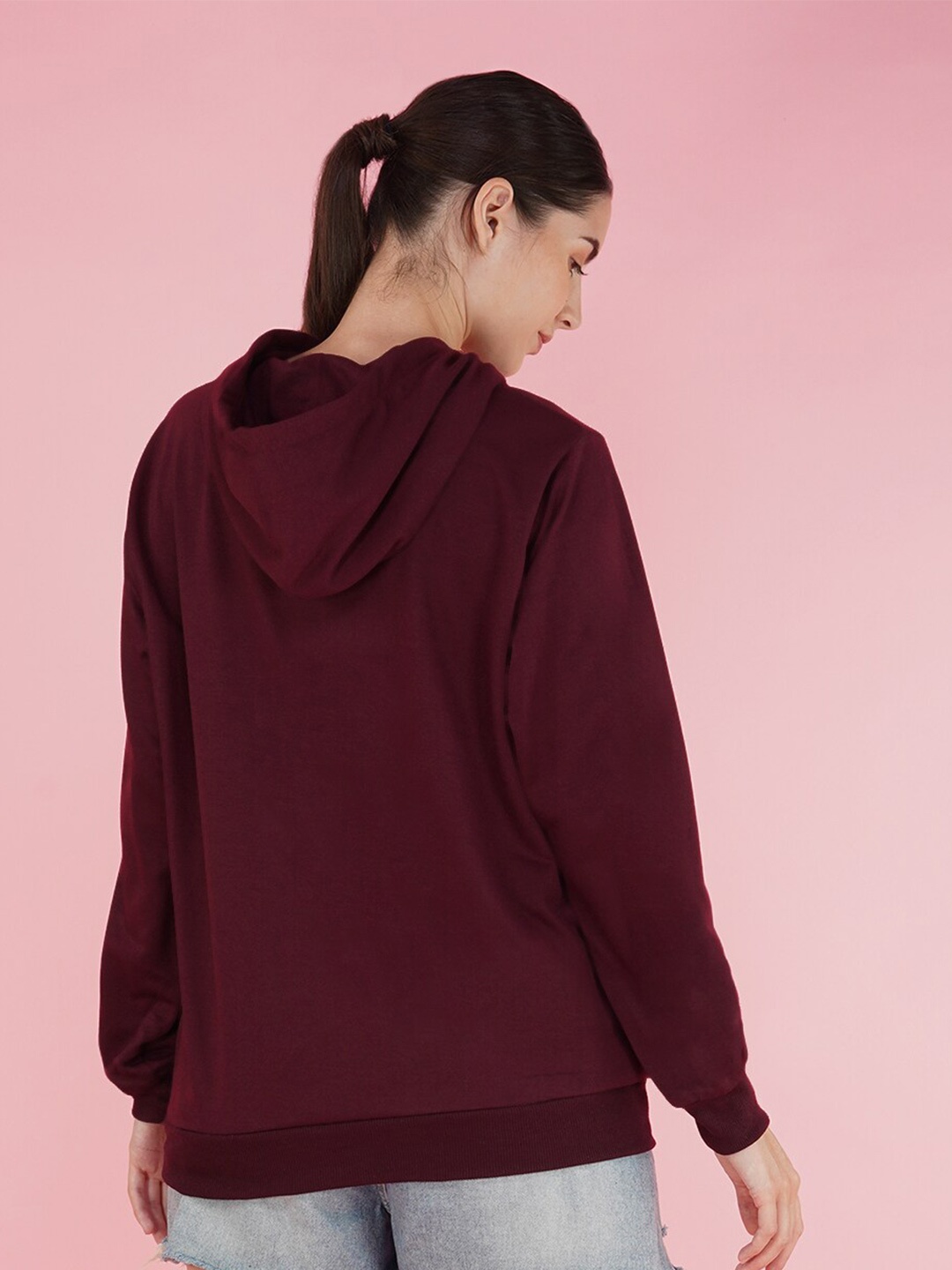 

NUSYL Fleece Oversized Hooded Sweatshirt, Burgundy
