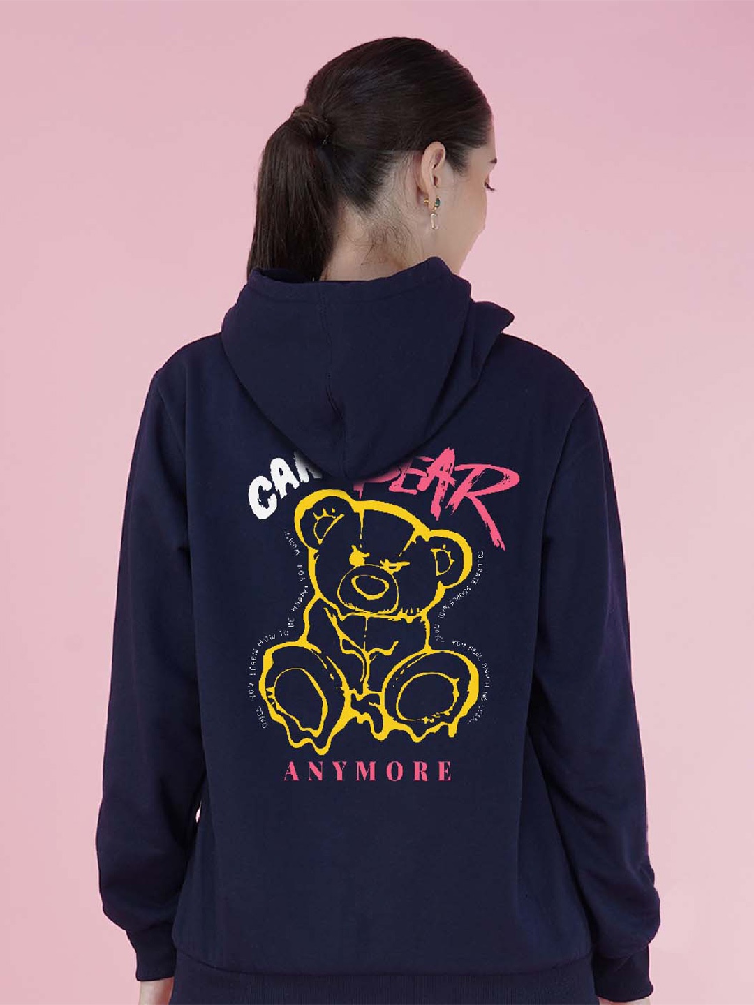 

NUSYL Graphic Printed Hooded Fleece Oversized Sweatshirt, Navy blue