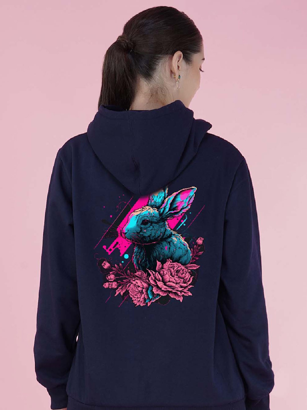 

NUSYL Graphic Printed Oversized Fleece Hooded Pullover Sweatshirt, Navy blue