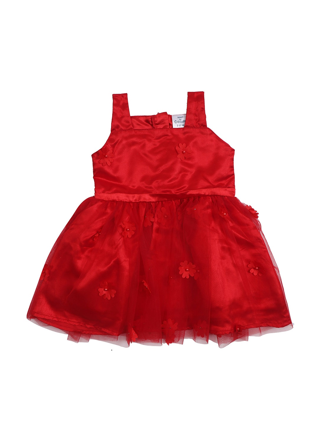 

Doodle Net Fit & Flare Dress, Red