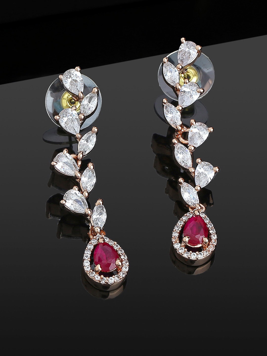 

Estele Rose Gold-Plated Leaf Shaped Drop Earrings