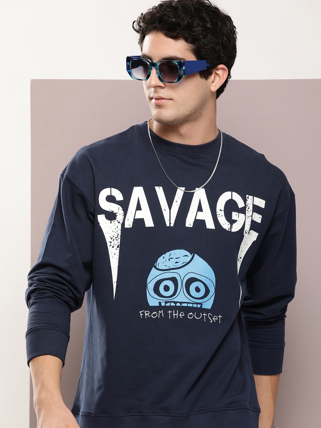 

Kook N Keech Graphic Printed Pure Cotton Sweatshirt, Navy blue