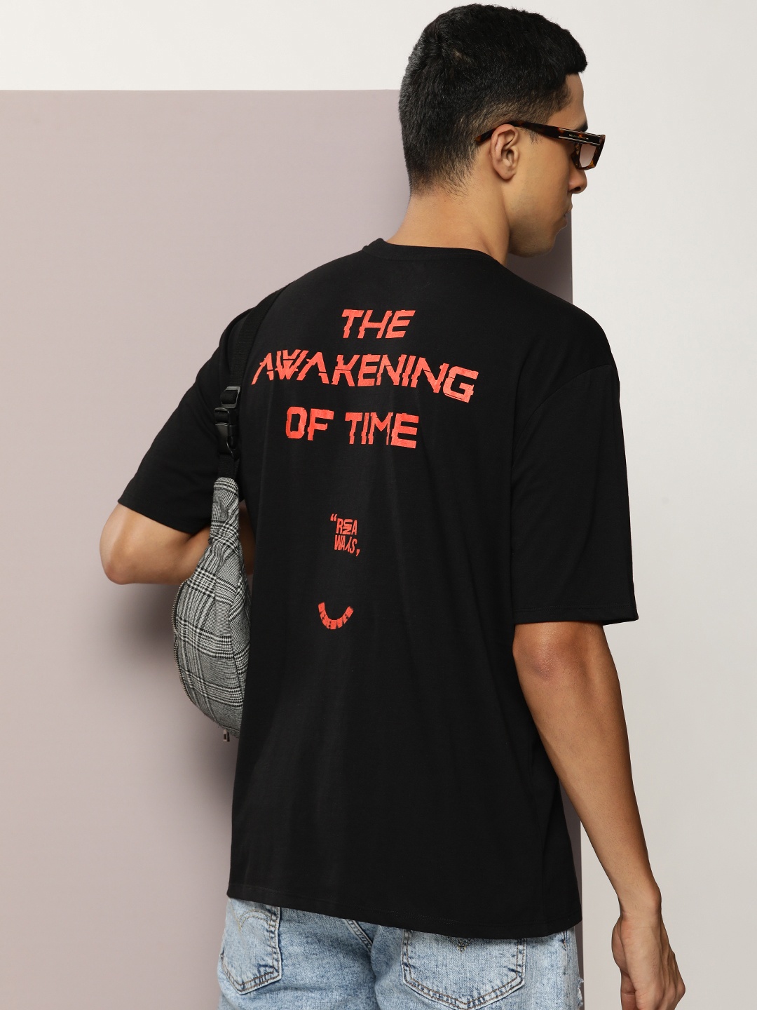 

Kook N Keech Typography Printed Drop-Shoulder Sleeves Pure Cotton Oversized T-shirt, Black