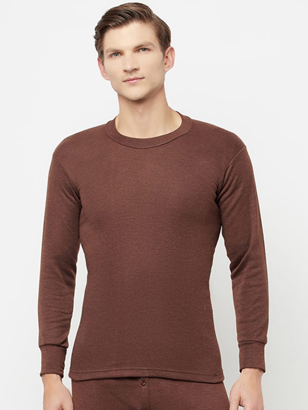 

T.T. Round Neck Long Sleeves Slim Fit Hotpot Thunder Thermal Top, Brown