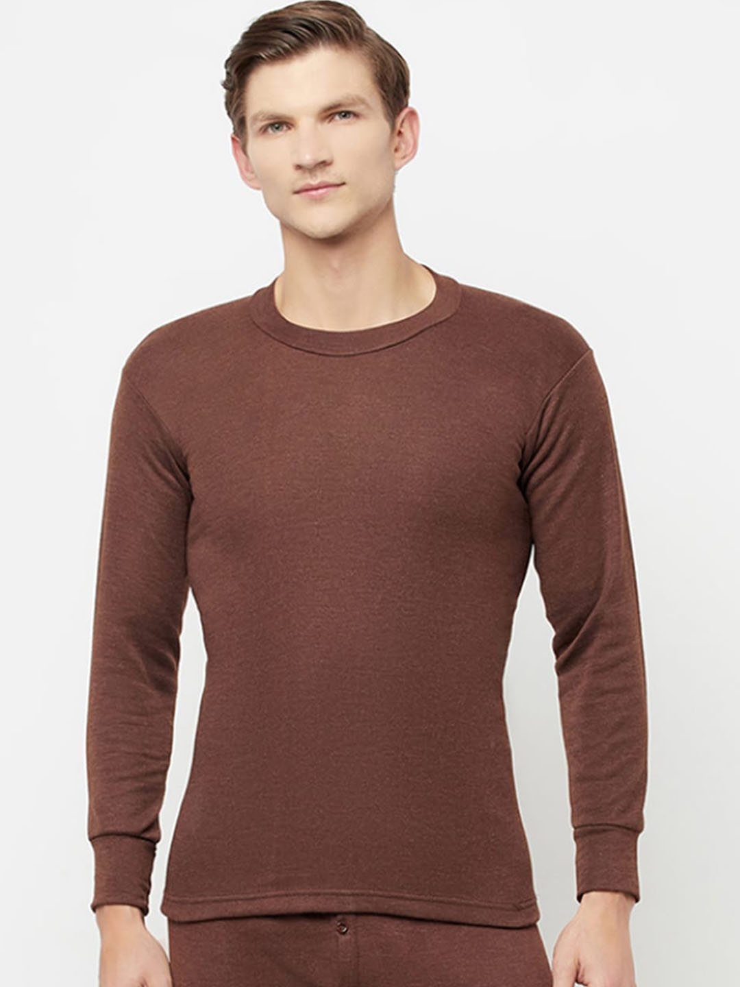 

T.T. Slim Fit Round Neck Hotpot Thunder Thermal Top, Brown
