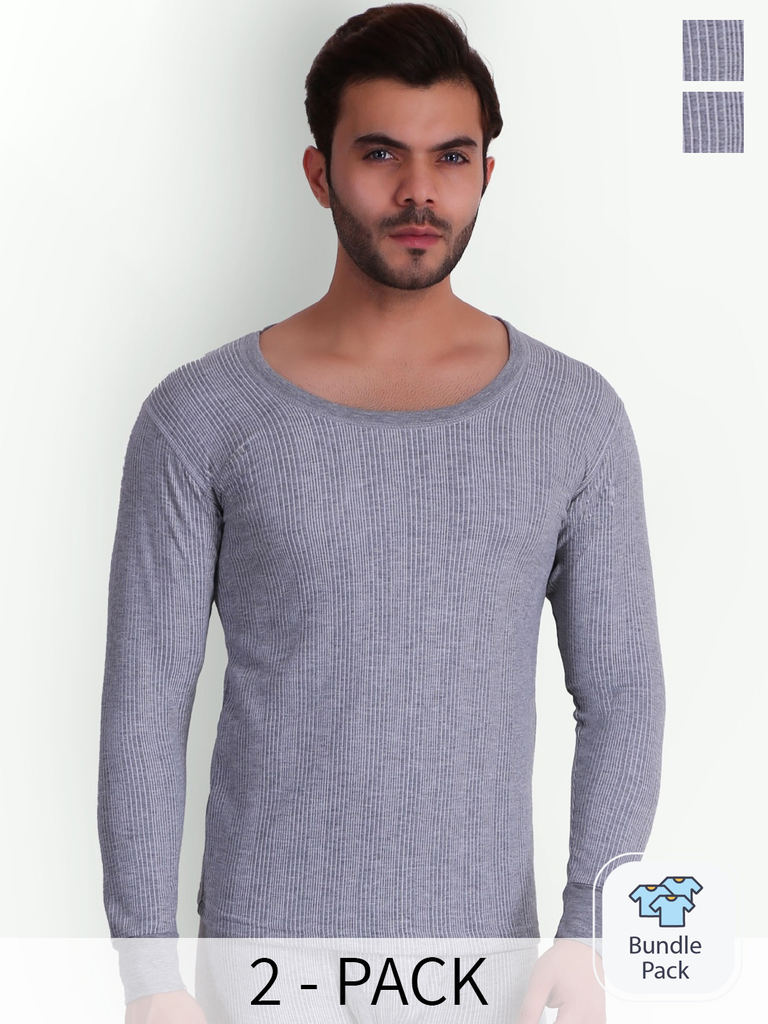 

T.T. Men Elite Top Thermal Pack of 2 (Grey)-L, Grey melange