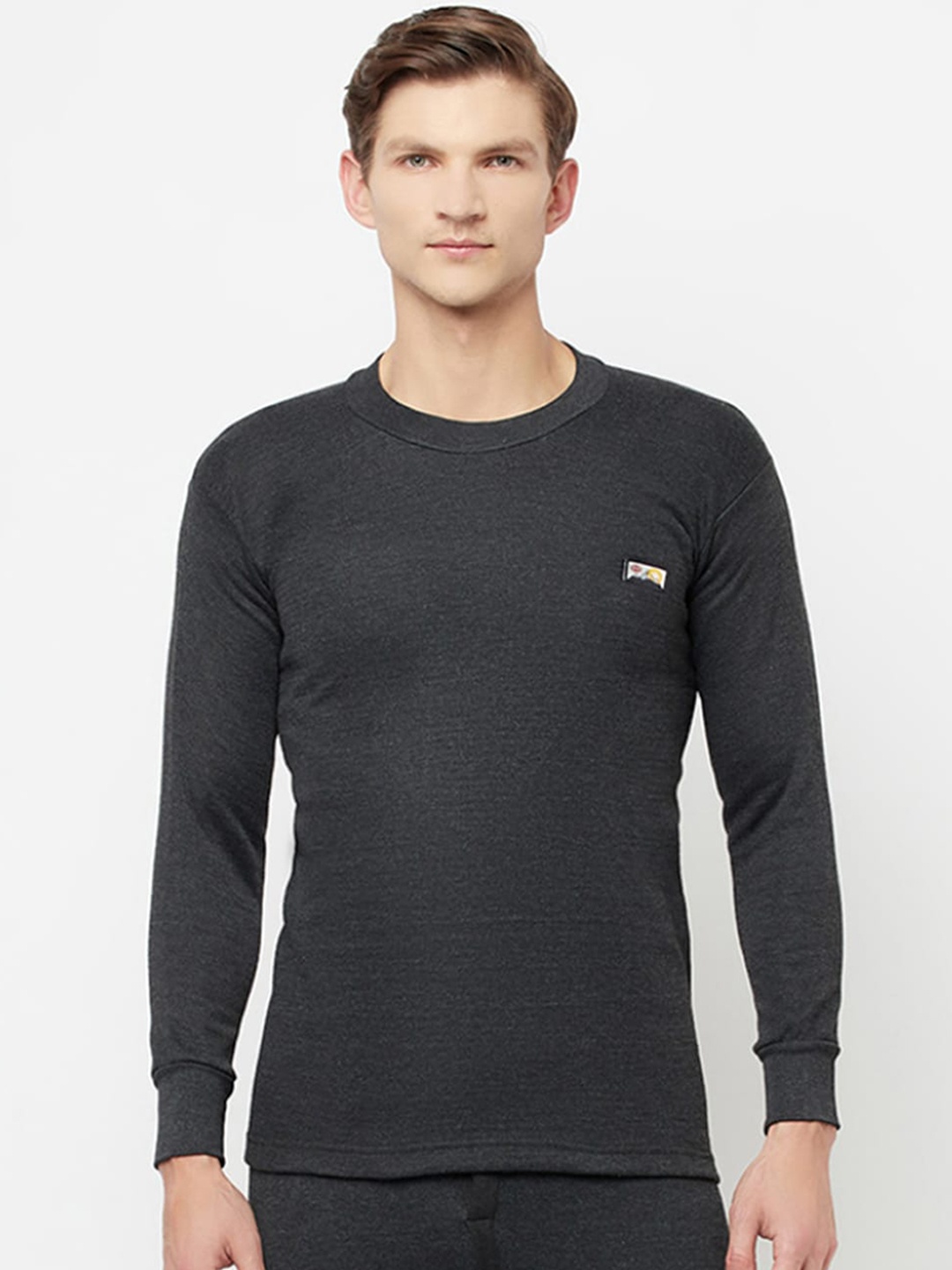 

T.T. Slim Fit Round Neck Hotpot Thunder Thermal Top, Charcoal
