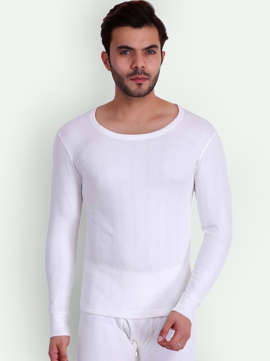 

T.T. Elite Ribbed Round Neck Thermal Top, White