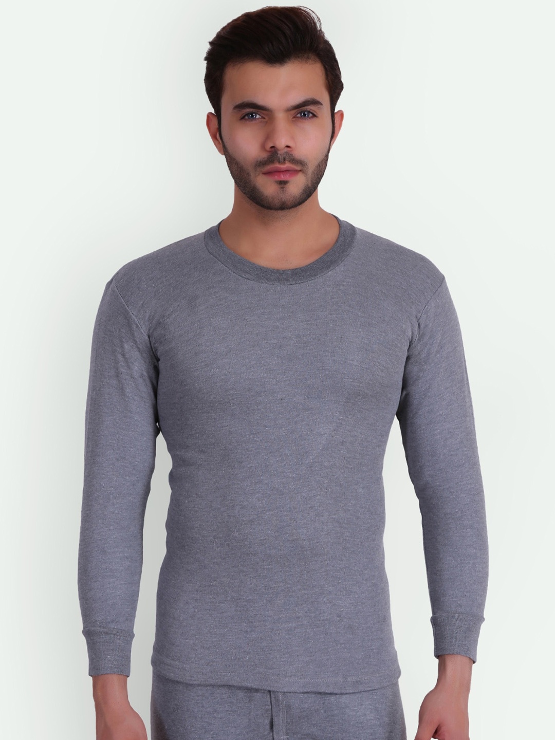

T.T. Slim Fit Solid Titanic Thermal Top, Grey melange