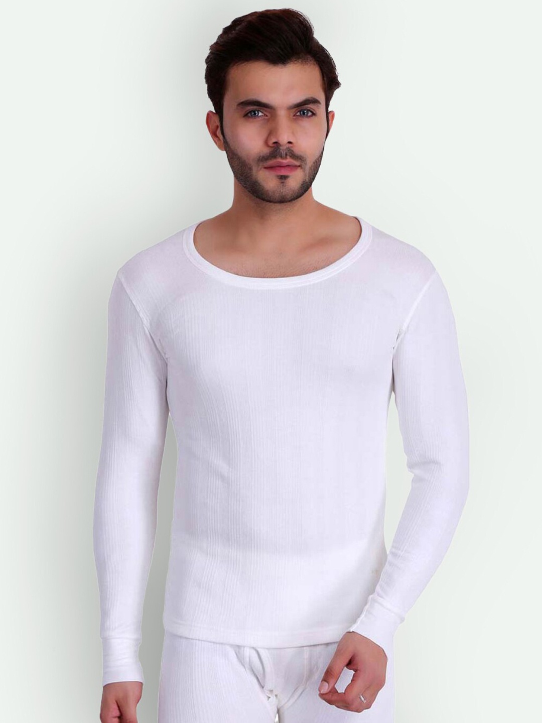 

T.T. Elite Round Neck Ribbed Thermal Top, White