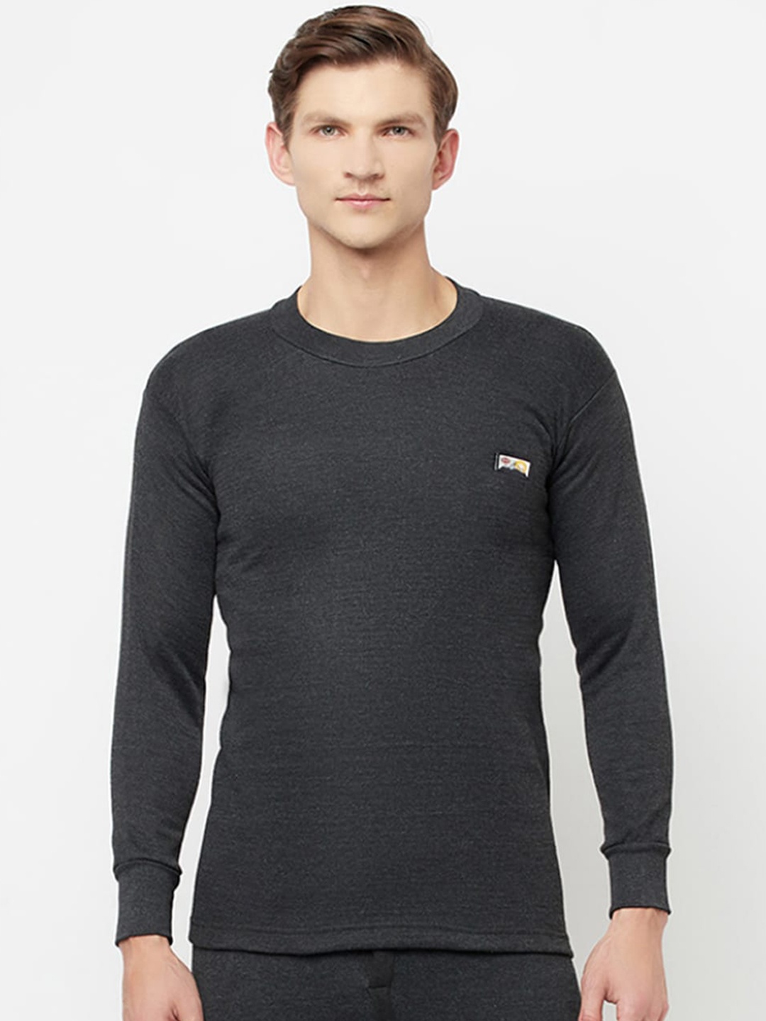 

T.T. Round Neck Slim Fit Hotpot Thunder Thermal Top, Charcoal