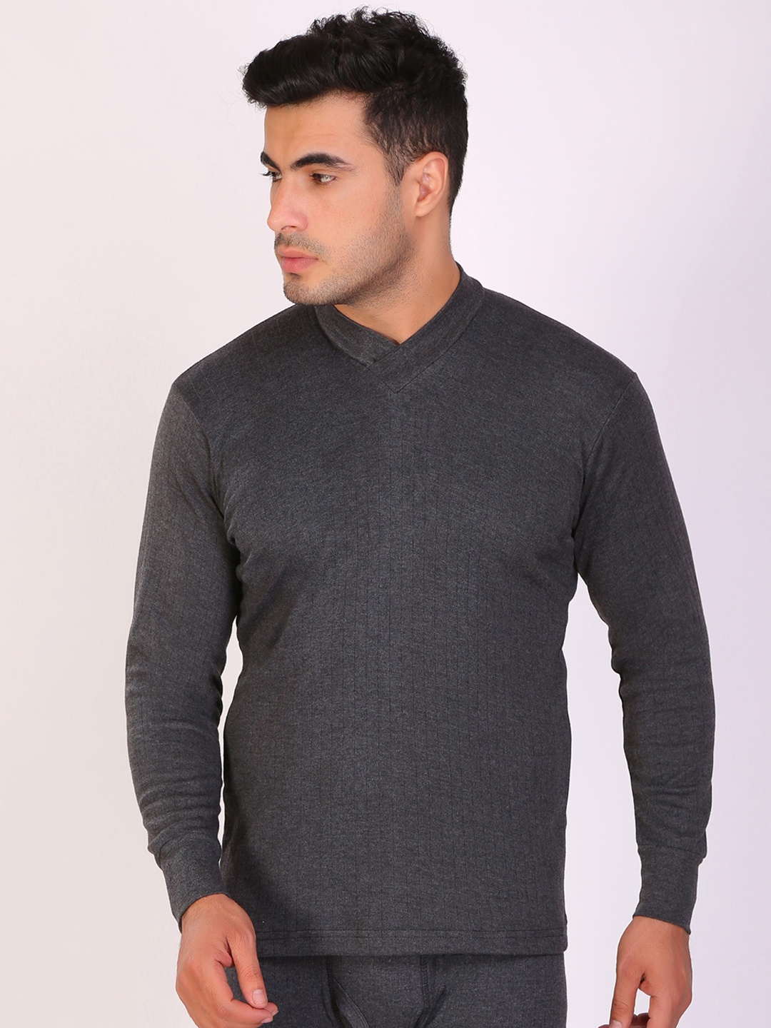

T.T. Anthra Slim Fit V-Neck Desire Thermal Top, Charcoal