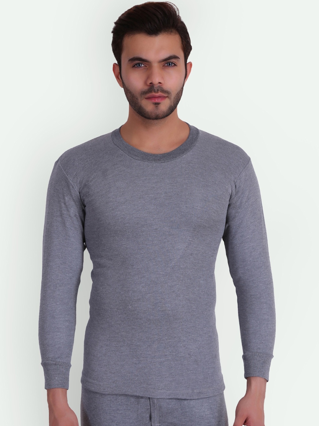 

T.T. Slim Fit Solid Titanic Thermal Top, Grey melange