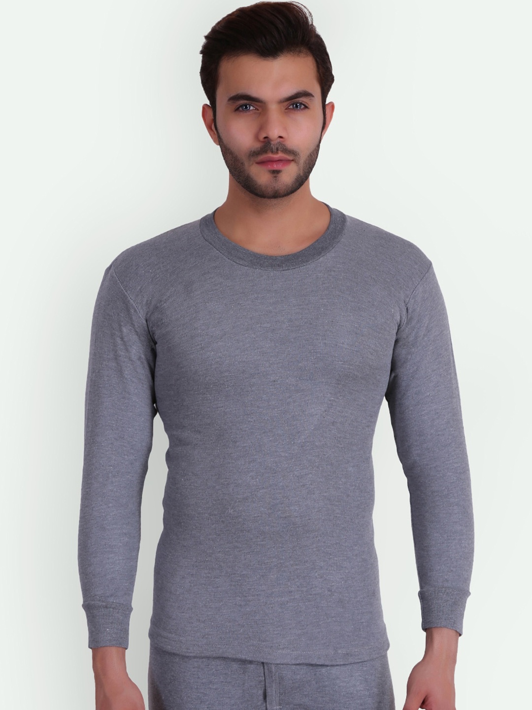 

T.T. Slim Fit Solid Titanic Thermal Top, Grey melange