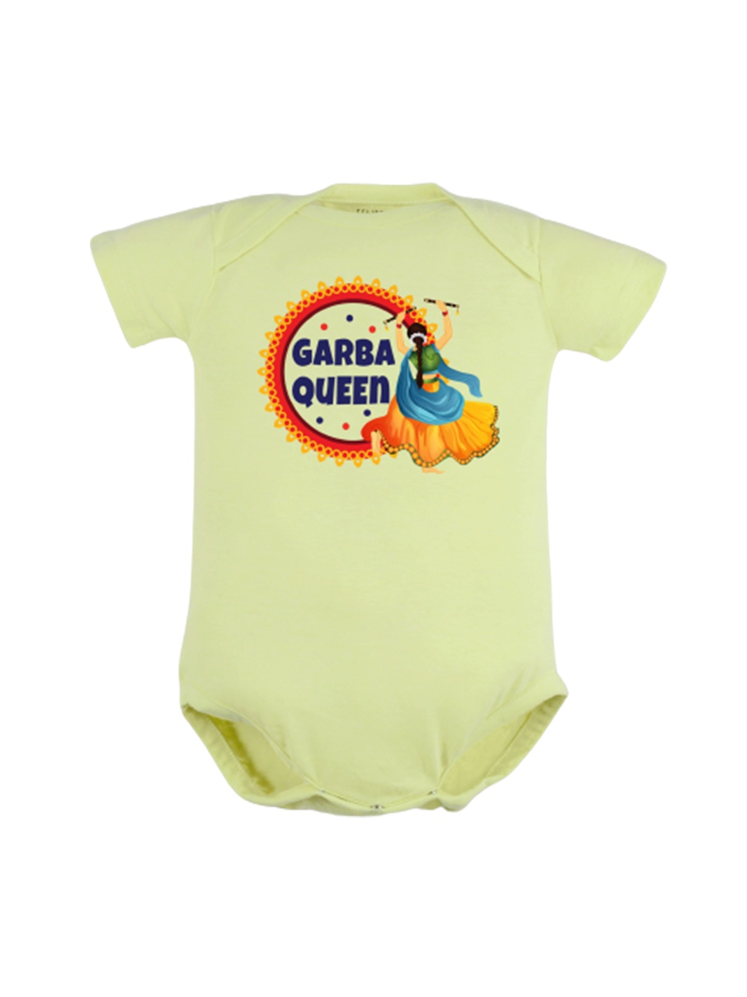 

FFLIRTYGO Infant Kids Pure Cotton Durga Puja Special Printed Rompers, Green