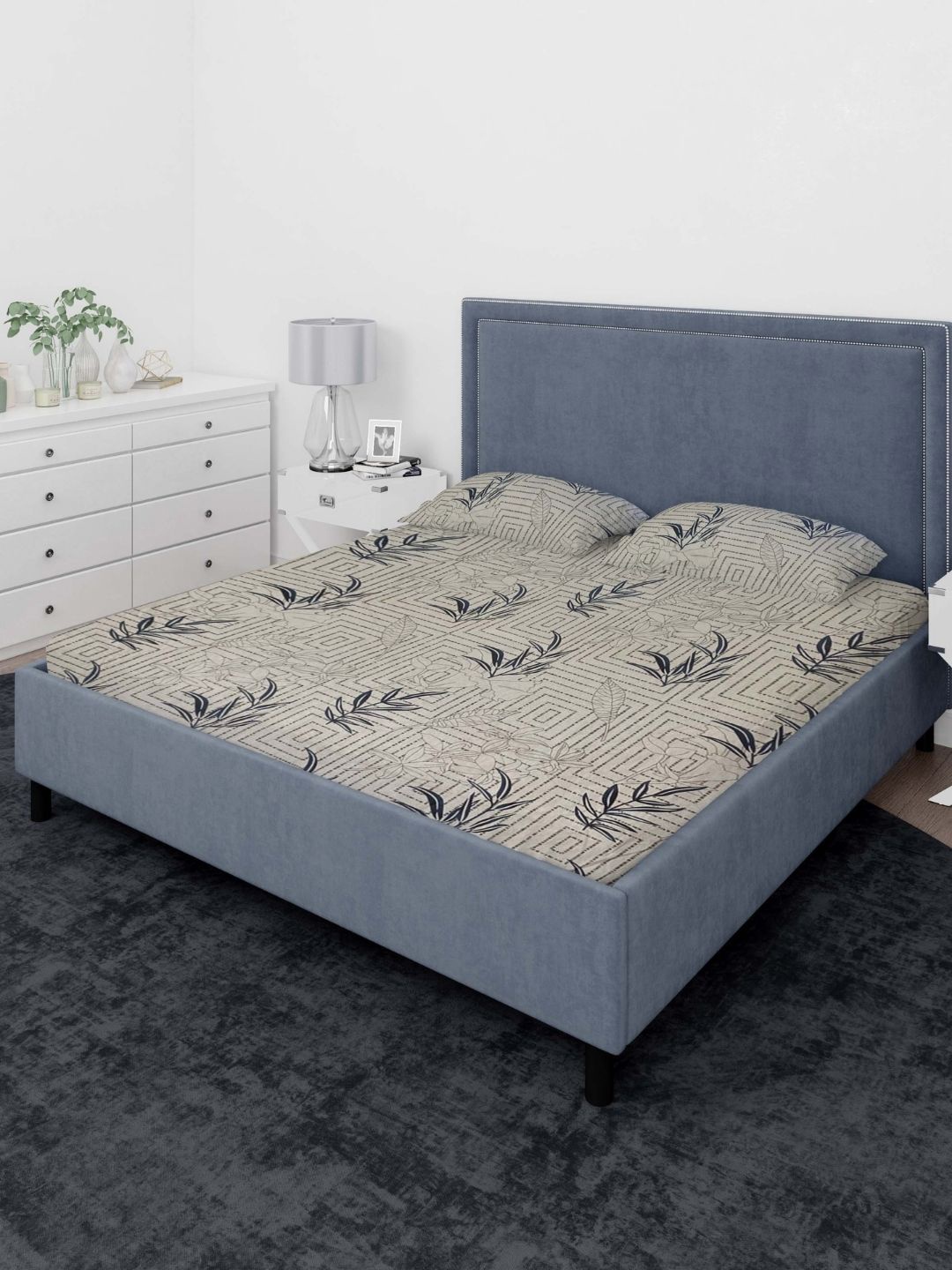 

Sleeping Owls- because your sleep matters Off White 140 TC King Bedsheet & 2 Pillow Covers