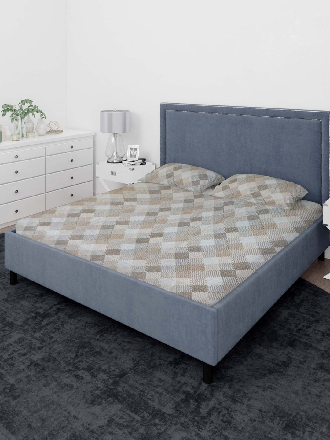 

Sleeping Owls- because your sleep matters Grey Cotton 140TC King Bedsheet & Pillow Covers